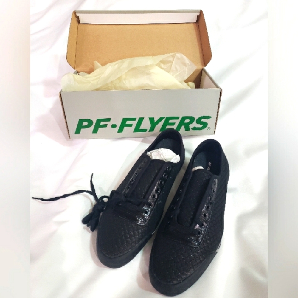 PF Flyers Pintail Black Quilted and Patent Leather sneakers size 7.5